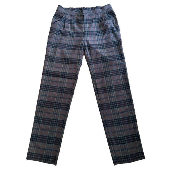 THE LADY & THE SAILOR‎ Plaid Straight Leg Pant in Brown Green Size 2